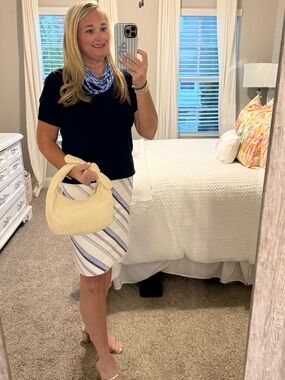 Black House White Market diagonal stripe midi pencil skirt sz 2 patriotic